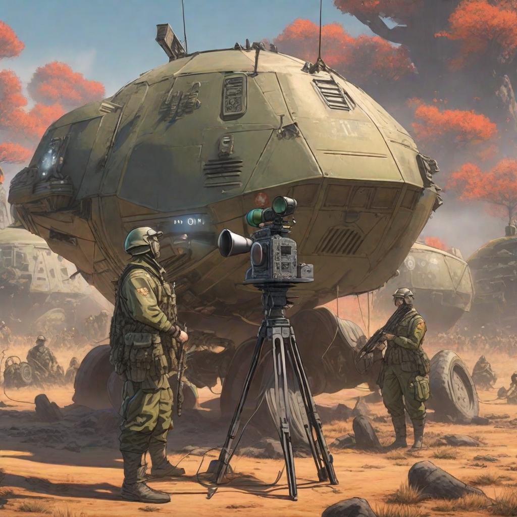  A broadcaster holds a microphone on a battlefield., anime concept art by Hayao Miyazaki, featured on pixiv, fantasy art, concept art, official art, high detailed hyperrealistic, full body, detailed clothing, highly detailed, cinematic lighting, stunningly beautiful, intricate, sharp focus, f/1. 8, 85mm, (centered image composition), (professionally color graded), ((bright soft diffused light)), volumetric fog, trending on instagram, trending on tumblr, HDR 4K, 8K