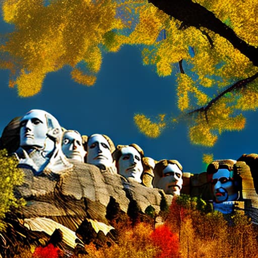 mdjrny-v4 style A surreal landscape painting of Mount Rushmore made of jelly beans