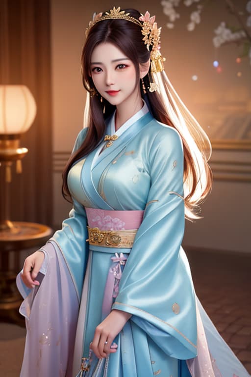  best quality, masterpiece, highres, 1girl,blush,(seductive smile:0.8),star shaped pupils,china hanfu,hair ornament,necklace, jewelry,Beautiful face,upon body, tyndall effect,photorealistic, dark studio, rim lighting, two tone lighting,(high detailed skin:1.2), 8k uhd, dslr, soft lighting, high quality, volumetric lighting, candid, Photograph, high resolution, 4k, 8k, Bokeh hyperrealistic, full body, detailed clothing, highly detailed, cinematic lighting, stunningly beautiful, intricate, sharp focus, f/1. 8, 85mm, (centered image composition), (professionally color graded), ((bright soft diffused light)), volumetric fog, trending on instagram, trending on tumblr, HDR 4K, 8K