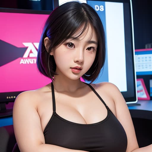  asian girl, big, gamer