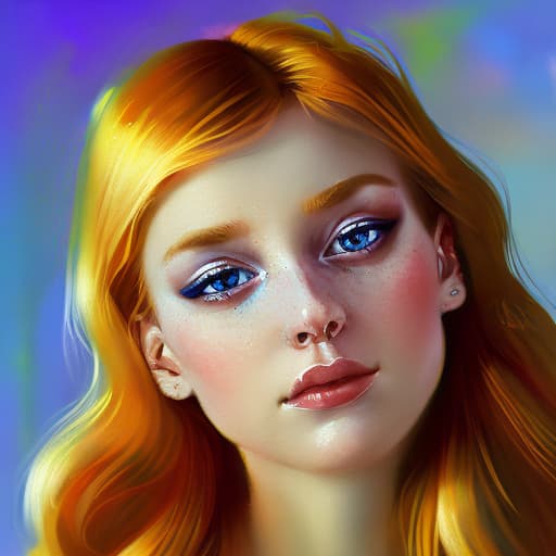 portrait+ style Russian queer impressionist blonde female face