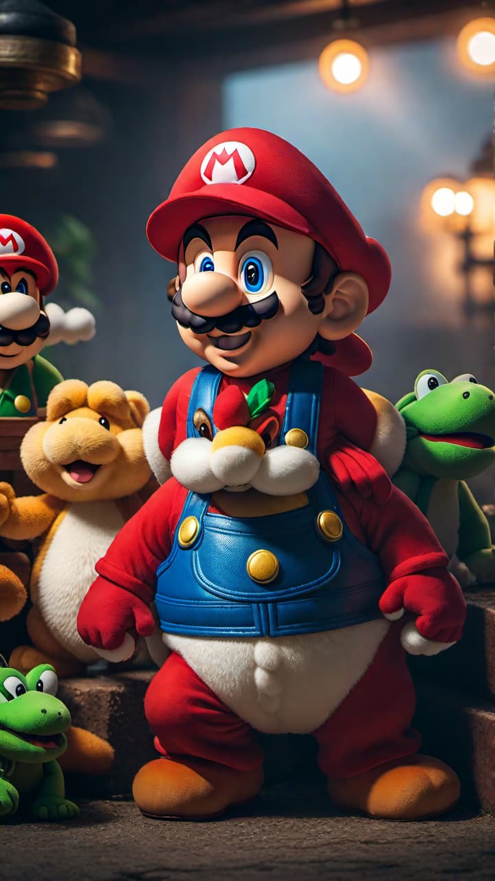  baby mario com yoshis hyperrealistic, full body, detailed clothing, highly detailed, cinematic lighting, stunningly beautiful, intricate, sharp focus, f/1. 8, 85mm, (centered image composition), (professionally color graded), ((bright soft diffused light)), volumetric fog, trending on instagram, trending on tumblr, HDR 4K, 8K