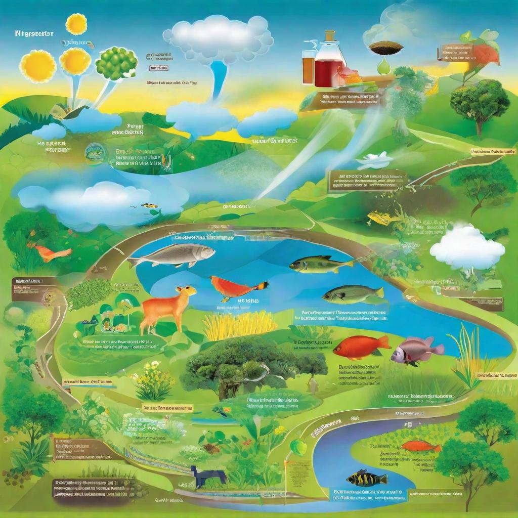  Masterpiece, best quality, global nitrogen cycle The main steps in the nitrogen cycle are:① molecular nitrogen in the atmosphere is fixed to ammonia (nitrogen fixation);② ammonia is absorbed by plants to form organic nitrogen and enters the food chain;③ organic nitrogen is decomposed to release ammonia (ammoniation);④ ammonia is oxidized to nitric acid; and ③ nitric acid is reduced to nitrogen and returned to the atmosphere (denitrification). The two atoms of nitrogen are bound by three bonds, and each mole of nitrogen requires 160 kilocalories of energy to separate the two atoms. The ways that can provide energy for nitrogen fixation are: (1) biological nitrogen fixation: there are many nitrogen-fixing microorganisms in natur