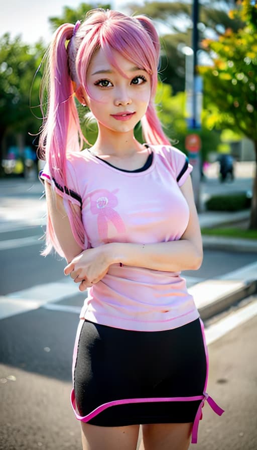  Pink hair, cute, smile, beautiful girl, twin tail, (Masterpiece, BestQuality:1.3), (ultra detailed:1.2), (hyperrealistic:1.3), (RAW photo:1.2),High detail RAW color photo, professional photograph, (Photorealistic:1.4), (realistic:1.4), ,professional lighting, (japanese), beautiful face, (realistic face)