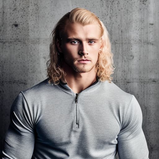 portrait+ style Russian queer fitness model blonde hunk dude face