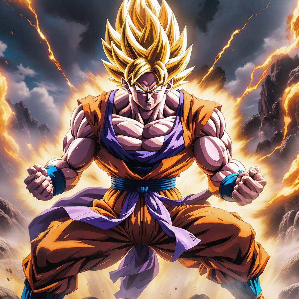  Goku fighting against Frieza, in a dynamic and intense drawing style. hyperrealistic, full body, detailed clothing, highly detailed, cinematic lighting, stunningly beautiful, intricate, sharp focus, f/1. 8, 85mm, (centered image composition), (professionally color graded), ((bright soft diffused light)), volumetric fog, trending on instagram, trending on tumblr, HDR 4K, 8K