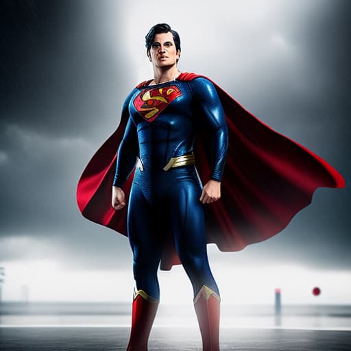  mj, superman standing under the rain , 8k, super detailed ,