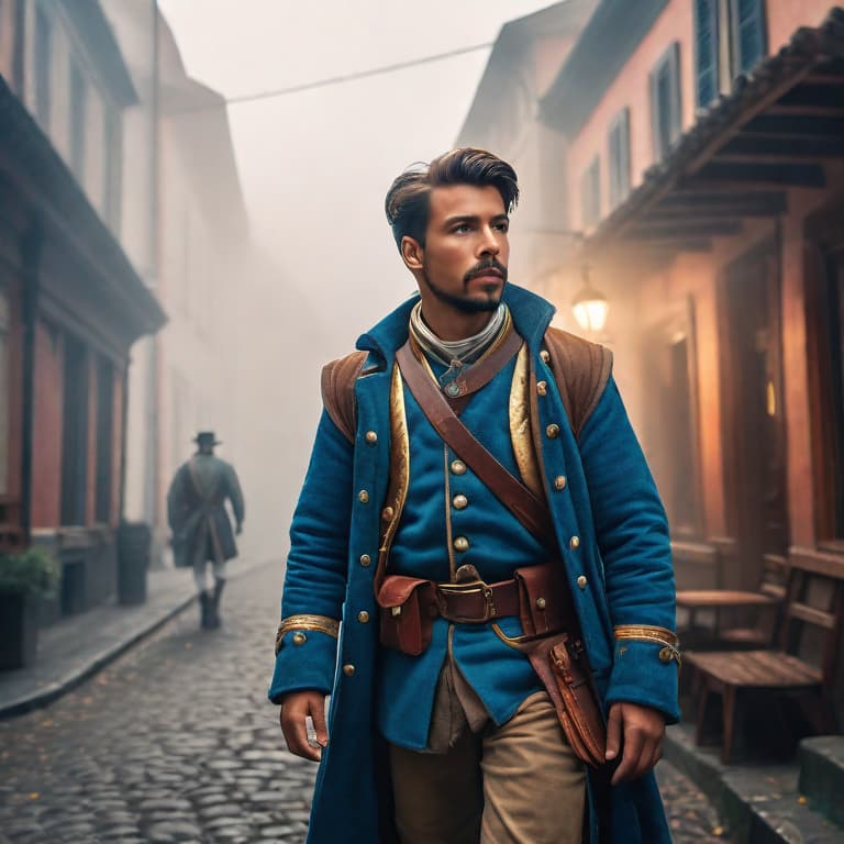  Time-traveling adventurer exploring different eras hyperrealistic, full body, detailed clothing, highly detailed, cinematic lighting, stunningly beautiful, intricate, sharp focus, f/1. 8, 85mm, (centered image composition), (professionally color graded), ((bright soft diffused light)), volumetric fog, trending on instagram, trending on tumblr, HDR 4K, 8K