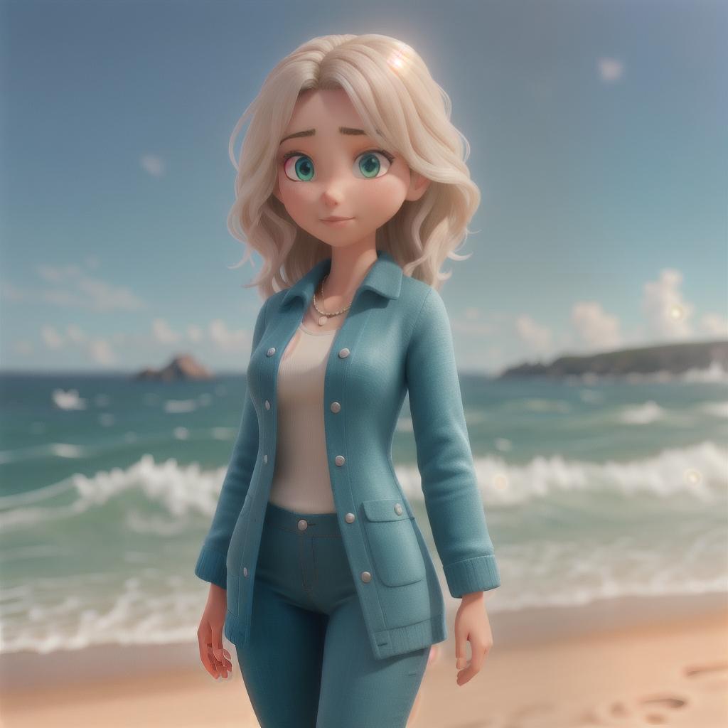  Girl on the beach hyperrealistic, full body, detailed clothing, highly detailed, cinematic lighting, stunningly beautiful, intricate, sharp focus, f/1. 8, 85mm, (centered image composition), (professionally color graded), ((bright soft diffused light)), volumetric fog, trending on instagram, trending on tumblr, HDR 4K, 8K