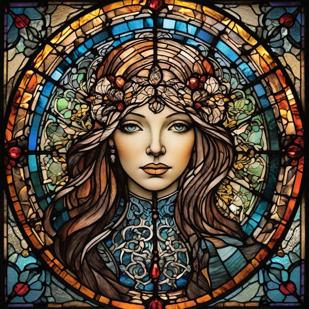  image, female, stained glass style