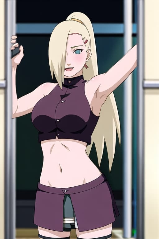  (yamanaka_ino:1.2), hair down,(masterpiece, best quality:1.2), illustration, absurdres, highres, extremely detailed,fitting_room,spreader_bar