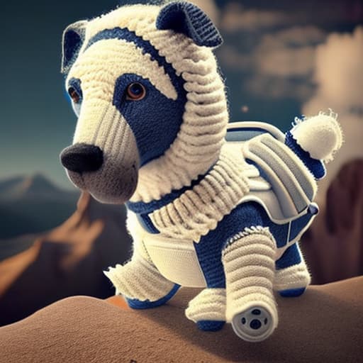 woolitize perro espacial en Marte hyperrealistic, full body, detailed clothing, highly detailed, cinematic lighting, stunningly beautiful, intricate, sharp focus, f/1. 8, 85mm, (centered image composition), (professionally color graded), ((bright soft diffused light)), volumetric fog, trending on instagram, trending on tumblr, HDR 4K, 8K