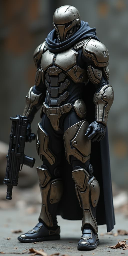  good quality, high quality, futuristic action figure with gun in hand