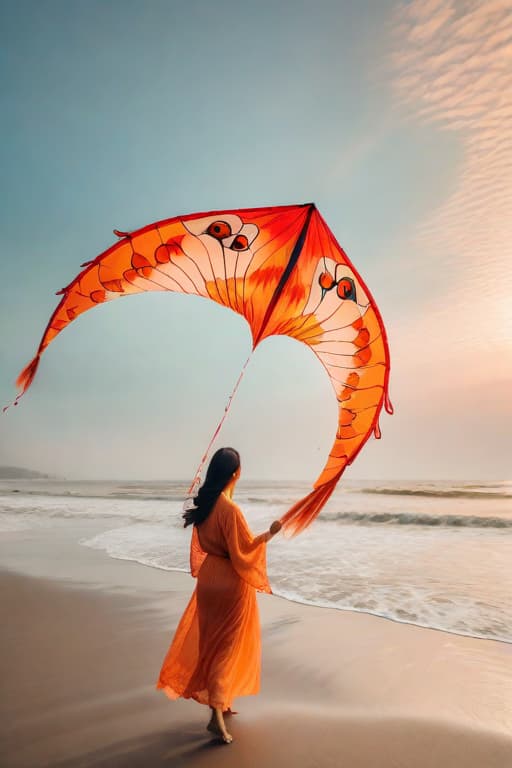  Kites that look like Japanese koi flying in an orange sky at the beach hyperrealistic, full body, detailed clothing, highly detailed, cinematic lighting, stunningly beautiful, intricate, sharp focus, f/1. 8, 85mm, (centered image composition), (professionally color graded), ((bright soft diffused light)), volumetric fog, trending on instagram, trending on tumblr, HDR 4K, 8K