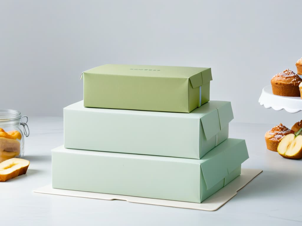  A beautifully designed minimalistic image showcasing a variety of ecofriendly packaging options for desserts, such as compostable boxes, recyclable paper bags, and biodegradable wraps. The image features soft pastel colors, clean lines, and a modern aesthetic to appeal to environmentally conscious readers looking for sustainable packaging ideas for their baked goods. hyperrealistic, full body, detailed clothing, highly detailed, cinematic lighting, stunningly beautiful, intricate, sharp focus, f/1. 8, 85mm, (centered image composition), (professionally color graded), ((bright soft diffused light)), volumetric fog, trending on instagram, trending on tumblr, HDR 4K, 8K