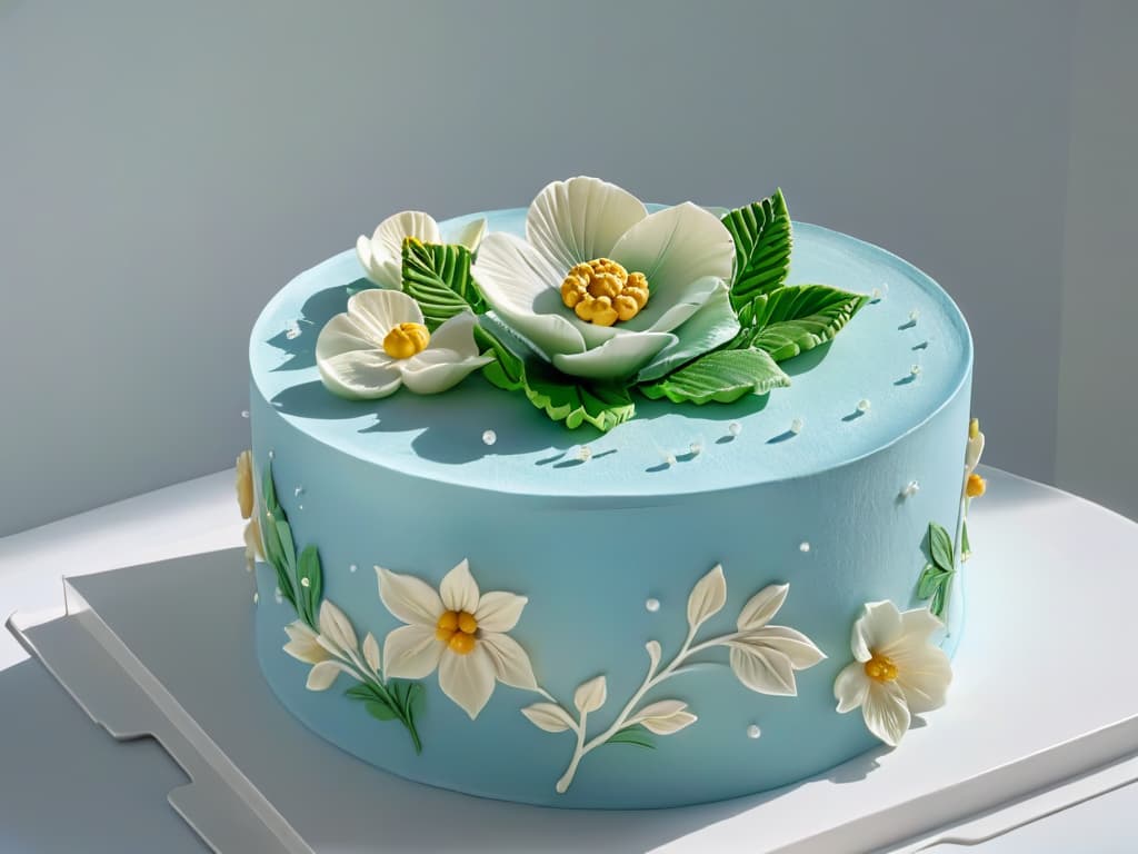  A closeup, ultradetailed image of a delicate sugar flower crafted with intricate details, showcasing the artistry and precision in Ron BenIsrael's pastry creations. The flower, in soft pastel hues, sits elegantly on a pristine white fondant cake tier, exuding sophistication and timeless beauty. Each petal and leaf is meticulously formed, capturing the essence of BenIsrael's masterful approach to confectionery art. The subtle play of light and shadow highlights the texture and craftsmanship, inviting the viewer to appreciate the intricate world of sugar artistry. hyperrealistic, full body, detailed clothing, highly detailed, cinematic lighting, stunningly beautiful, intricate, sharp focus, f/1. 8, 85mm, (centered image composition), (professionally color graded), ((bright soft diffused light)), volumetric fog, trending on instagram, trending on tumblr, HDR 4K, 8K