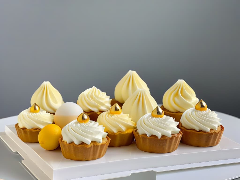  An elegant, minimalistic dessert table display featuring geometrically shaped pastries with a monochromatic color scheme of whites, greys, and gold accents. The desserts are artfully arranged on sleek, modern platters against a backdrop of soft, diffused lighting, creating a sophisticated and visually striking presentation that embodies the essence of minimalist elegance. hyperrealistic, full body, detailed clothing, highly detailed, cinematic lighting, stunningly beautiful, intricate, sharp focus, f/1. 8, 85mm, (centered image composition), (professionally color graded), ((bright soft diffused light)), volumetric fog, trending on instagram, trending on tumblr, HDR 4K, 8K