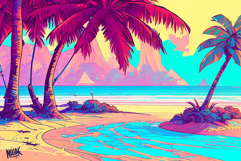 nvinkpunk Whimsical tropical beach