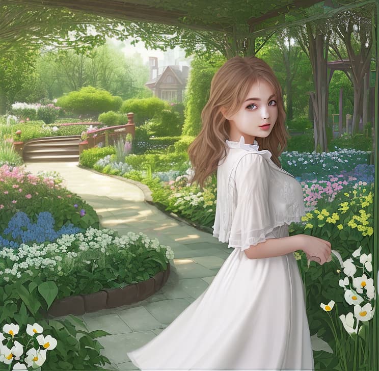  a beautiful girl and dream garden