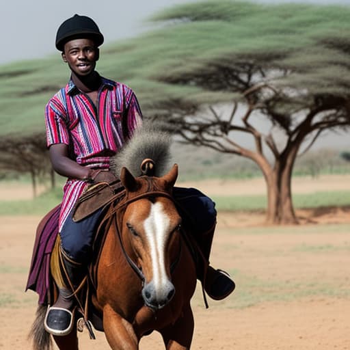  African young man on a horse