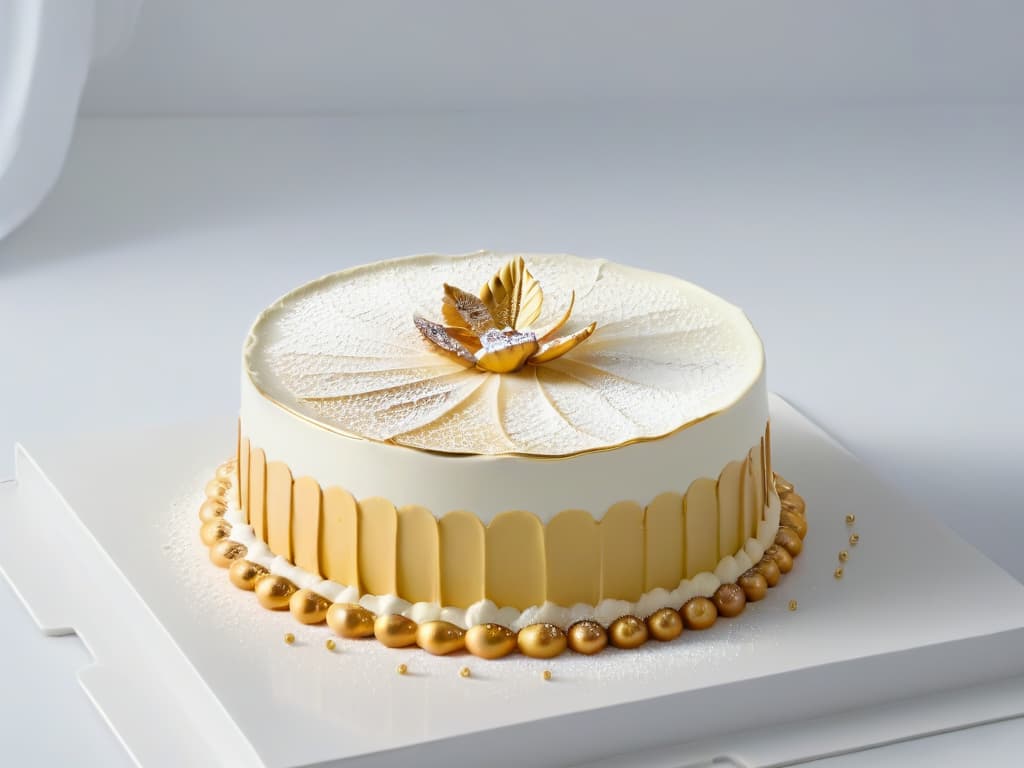  <h2>Yann Couvreur: Referente de la pastelería francesa</h2> A highly detailed, minimalist image of a delicate and elegant French pastry created by Yann Couvreur. The pastry is intricately decorated with gold leaf accents on a pristine white porcelain plate, set against a soft, neutral background to emphasize its exquisite craftsmanship and sophisticated presentation. hyperrealistic, full body, detailed clothing, highly detailed, cinematic lighting, stunningly beautiful, intricate, sharp focus, f/1. 8, 85mm, (centered image composition), (professionally color graded), ((bright soft diffused light)), volumetric fog, trending on instagram, trending on tumblr, HDR 4K, 8K