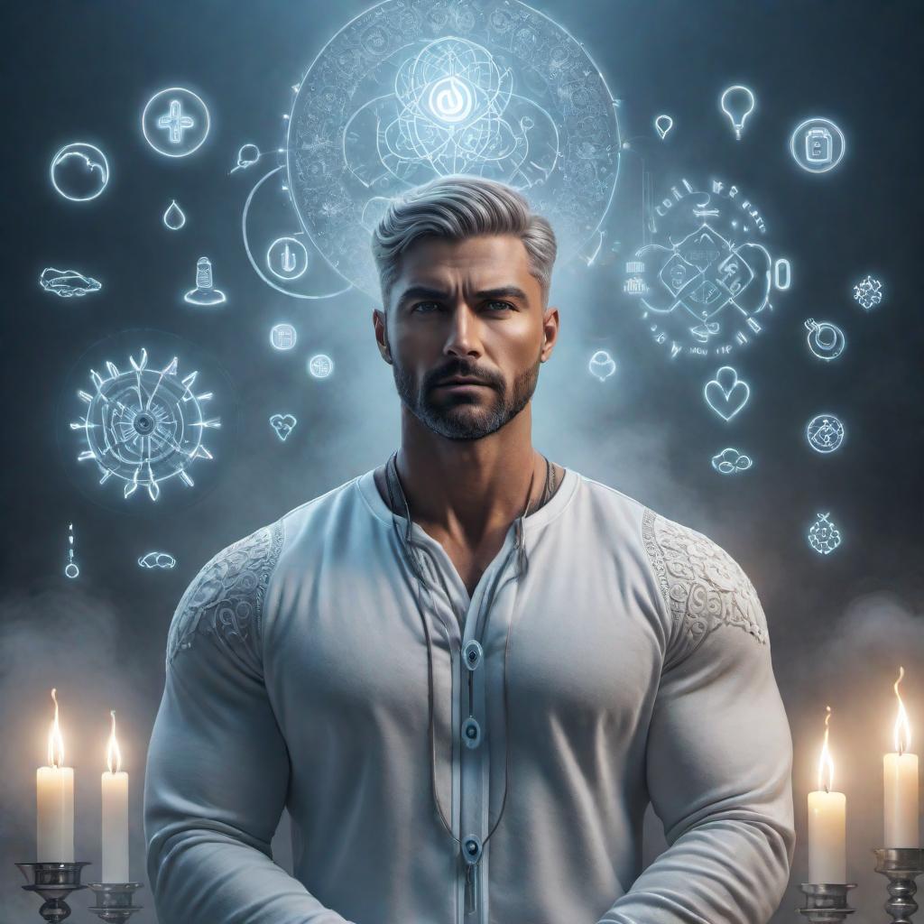  An illustration representing mental health, depicting a person surrounded by positive and negative thoughts, emotions, and symbols, with a focus on self-care and balance. hyperrealistic, full body, detailed clothing, highly detailed, cinematic lighting, stunningly beautiful, intricate, sharp focus, f/1. 8, 85mm, (centered image composition), (professionally color graded), ((bright soft diffused light)), volumetric fog, trending on instagram, trending on tumblr, HDR 4K, 8K