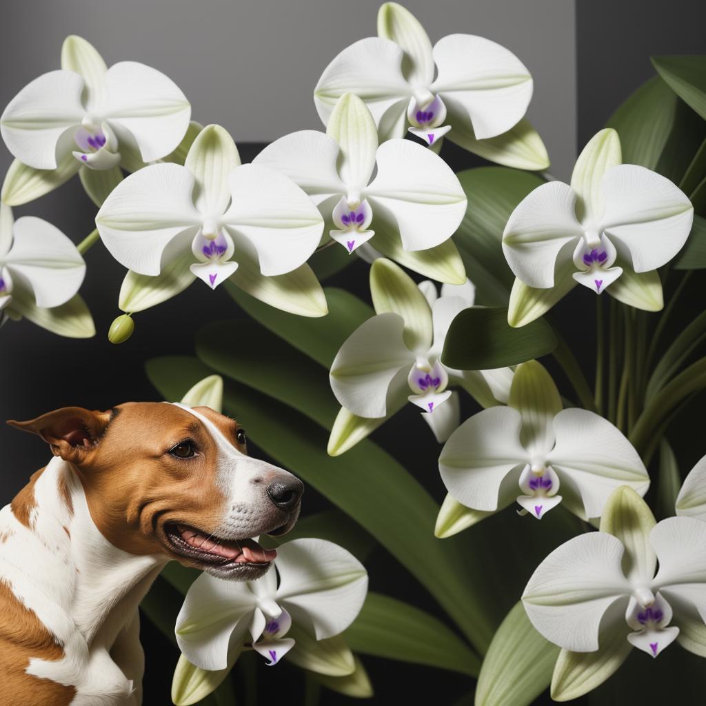  Bloody english bullterrier whit phalaenopsis orchid hyperrealistic, full body, detailed clothing, highly detailed, cinematic lighting, stunningly beautiful, intricate, sharp focus, f/1. 8, 85mm, (centered image composition), (professionally color graded), ((bright soft diffused light)), volumetric fog, trending on instagram, trending on tumblr, HDR 4K, 8K