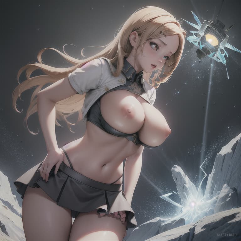  (8K, high resolution), (masterpiece, best quality:1.2), highres, perfect anatomy,huge tits miniskirt,light particles, soft lighting, volumetric lighting, intricate details, finely detailed