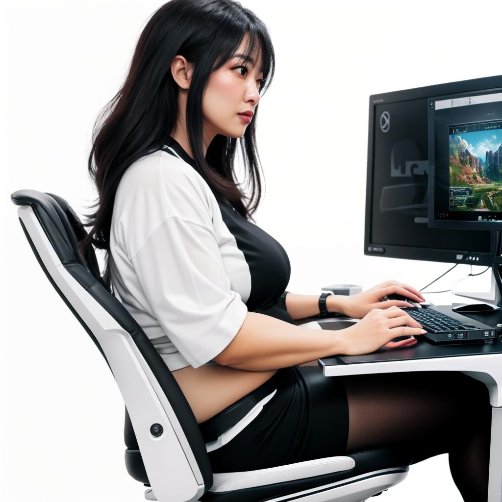  raccoon sitting in gaming chair front a computer on desktop, ((semi anthropomorphic)),(full body), tail, belly, sitting, fat, (chubby), (((white background))), solo, desktop, gaming chair, side view,  [[[clothes]]] hyperrealistic, full body, detailed clothing, highly detailed, cinematic lighting, stunningly beautiful, intricate, sharp focus, f/1. 8, 85mm, (centered image composition), (professionally color graded), ((bright soft diffused light)), volumetric fog, trending on instagram, trending on tumblr, HDR 4K, 8K