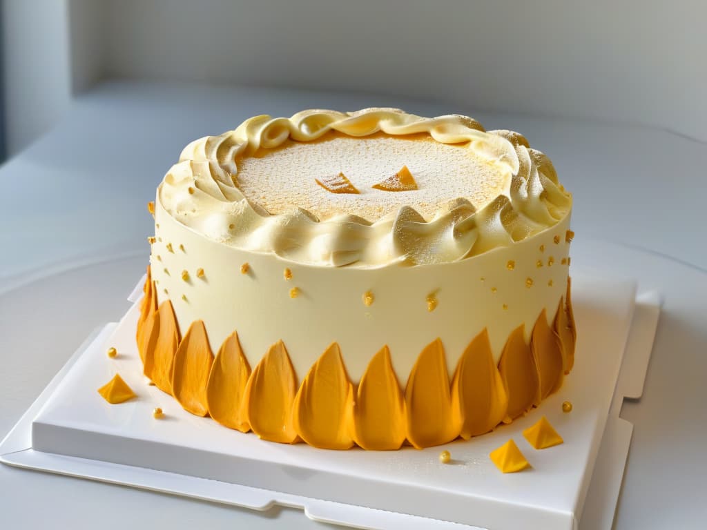  A closeup, ultradetailed image of a perfectly baked cake emerging from a highquality, intricately designed cake mold. The cake is golden brown, with a delicate crumb structure visible on the surface. The mold itself is sleek and modern, showcasing a unique pattern that has transferred flawlessly onto the cake's surface. Light softly illuminates the scene, emphasizing the precision and artistry that goes into using a topnotch mold for pastry creations. hyperrealistic, full body, detailed clothing, highly detailed, cinematic lighting, stunningly beautiful, intricate, sharp focus, f/1. 8, 85mm, (centered image composition), (professionally color graded), ((bright soft diffused light)), volumetric fog, trending on instagram, trending on tumblr, HDR 4K, 8K