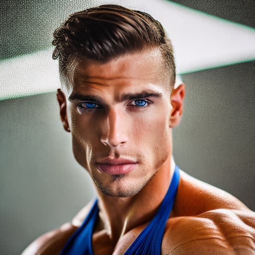 portrait+ style Russian IFBB queer brunette hunk dude face