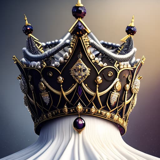  a white crown with a completely black background hyperrealistic, full body, detailed clothing, highly detailed, cinematic lighting, stunningly beautiful, intricate, sharp focus, f/1. 8, 85mm, (centered image composition), (professionally color graded), ((bright soft diffused light)), volumetric fog, trending on instagram, trending on tumblr, HDR 4K, 8K