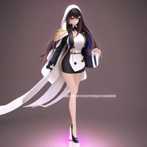  Cartoon style girl with a smile, wearing an artistic oversized blazer with the name "Jennifer" on the front, brown eyes, long black hair. Holding a camera with a light bulb, fashion, text 3D rendering, typography, illustration, painting, photo, poster, 3d render, solid color background hyperrealistic, full body, detailed clothing, highly detailed, cinematic lighting, stunningly beautiful, intricate, sharp focus, f/1. 8, 85mm, (centered image composition), (professionally color graded), ((bright soft diffused light)), volumetric fog, trending on instagram, trending on tumblr, HDR 4K, 8K