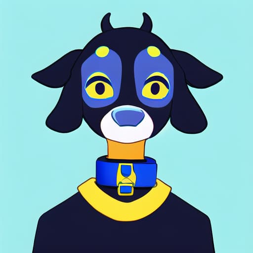  cow 👽 alien, wearing dog [*collar] on neck, (*collar Complementary color schemes must be blue and yellow).