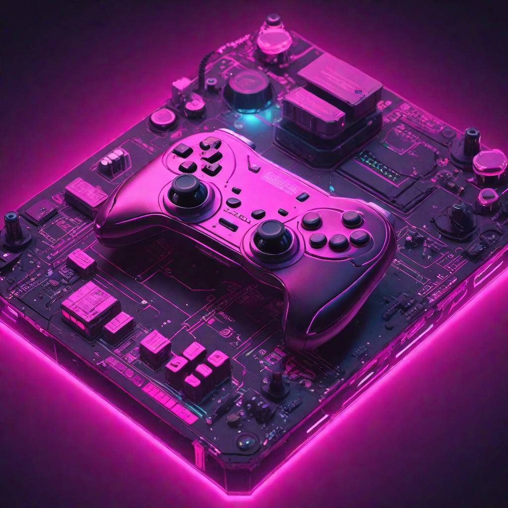  vintage gamepad, isometric plan, neon pink  cyberpunk style, cute, hyper detail, full HD hyperrealistic, full body, detailed clothing, highly detailed, cinematic lighting, stunningly beautiful, intricate, sharp focus, f/1. 8, 85mm, (centered image composition), (professionally color graded), ((bright soft diffused light)), volumetric fog, trending on instagram, trending on tumblr, HDR 4K, 8K