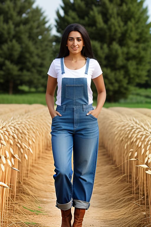  Middle eastern female, full body picture pose, tall wheat, field, farm