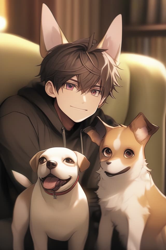  (One man) (no dog) (Humanoid) (Has Dog Ears) (Face Is Human), Masterpiece, (Handsome), (Dog Ears) TY, 8K ,,,