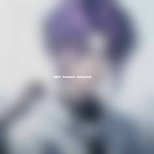  purple haired guy with a Korean haircut, bright blue eyes, dressed in a pastel blue sweatshirt and headphones, flushed, has a scar on his cheek, a bandage on his nose, one of his eyes is white and there is a scar on it in the shape of a cross he stands alone, a visible scar on his cheek and a cross shaped scar on his left eye hyperrealistic, full body, detailed clothing, highly detailed, cinematic lighting, stunningly beautiful, intricate, sharp focus, f/1. 8, 85mm, (centered image composition), (professionally color graded), ((bright soft diffused light)), volumetric fog, trending on instagram, trending on tumblr, HDR 4K, 8K