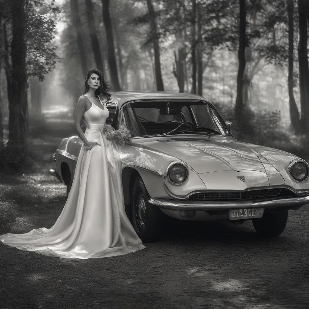  Vintage sad beauty in black and white dress of the 1970s. hyperrealistic, full body, detailed clothing, highly detailed, cinematic lighting, stunningly beautiful, intricate, sharp focus, f/1. 8, 85mm, (centered image composition), (professionally color graded), ((bright soft diffused light)), volumetric fog, trending on instagram, trending on tumblr, HDR 4K, 8K