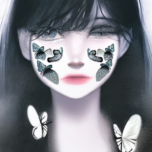  Woman butterflies on face