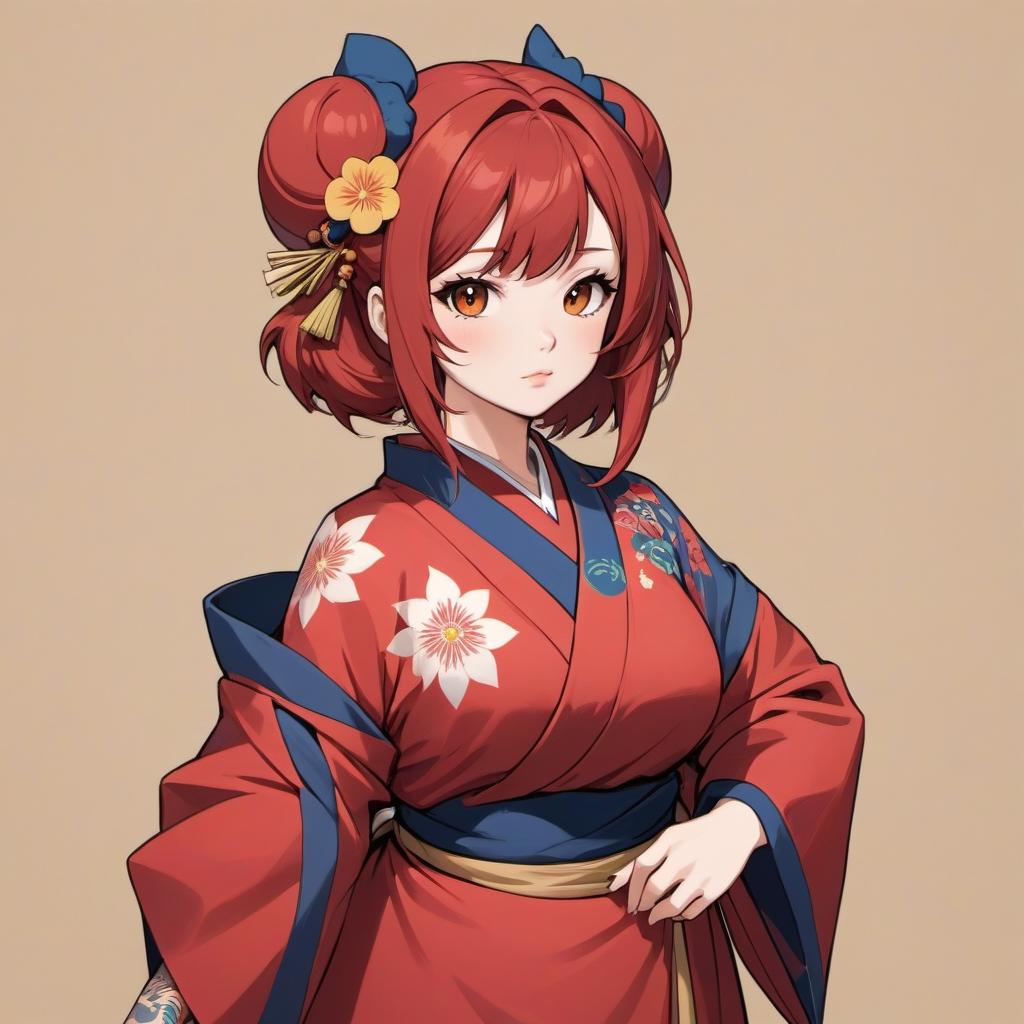   anime with big s and round ocks (ANIME:1.2), slavic woman, age 44, nerd face, brown eyes, emo redhead hair, chubby body, silicone , huge , Has tattoo, (geisha сlothes:1.2), 4k higly detailed, after face, flirting with the camera, ((full body)), ((full length)), drawing, painting, crayon, sketch, after face, flirting with the camera