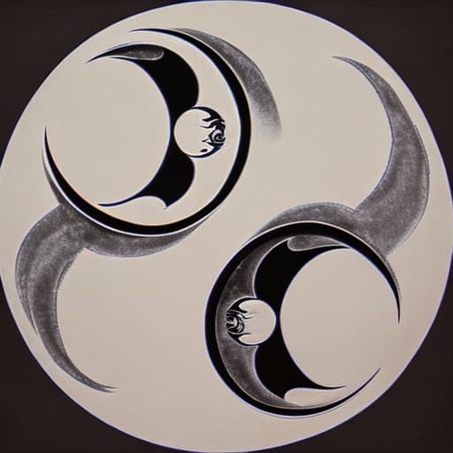  Wolf , yin yang , moon