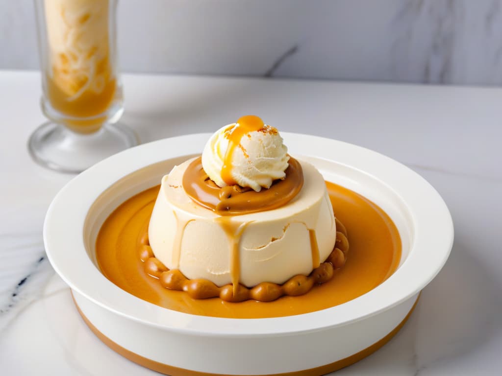  An ultradetailed 8k image of a golden, butterbeerflavored ice cream scoop topped with swirling butterscotch sauce, set in a sleek, modern white bowl on a marble countertop. The ice cream glistens with a light sheen, capturing the essence of magical refreshment inspired by the wizarding world of Harry Potter. hyperrealistic, full body, detailed clothing, highly detailed, cinematic lighting, stunningly beautiful, intricate, sharp focus, f/1. 8, 85mm, (centered image composition), (professionally color graded), ((bright soft diffused light)), volumetric fog, trending on instagram, trending on tumblr, HDR 4K, 8K