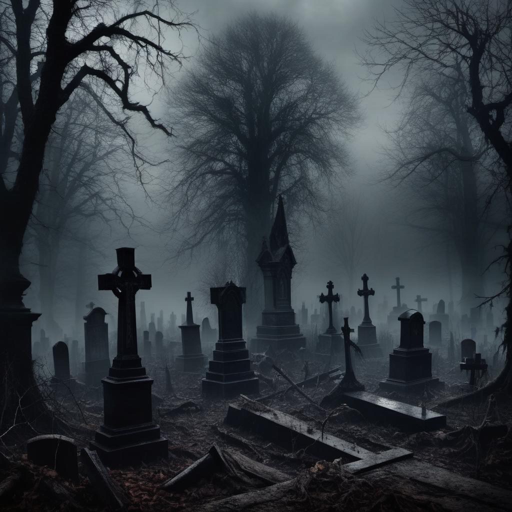  macabre style realistic picture + scary forest with graves + fog + someone digs holes. . dark, gothic, grim, haunting, highly detailed