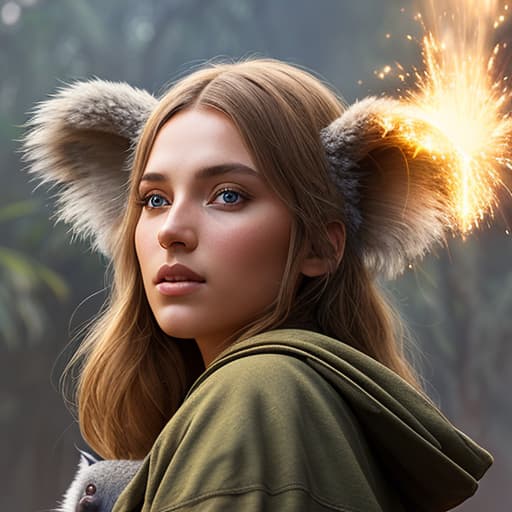  Stunning with golden hair and a koala, she hold the koala in her , beautiful face, sharp eyes, highly detailed, sharp image, Intricate pose, clarity, soft lighting, High image quality, jungle background, ancient painting, ancient art, art by Lee Bogle, cinematic, 4k, epic Steven Spielberg movie still, sharp focus, emitting diodes, smoke, artillery, sparks, racks, system unit, motherboard, by pascal blanche rutkowski repin artstation hyperrealism painting concept art of detailed character design matte painting, by pascal blanche rutkowski repin artstation hyperrealism painting concept art of detailed character design matte painting,