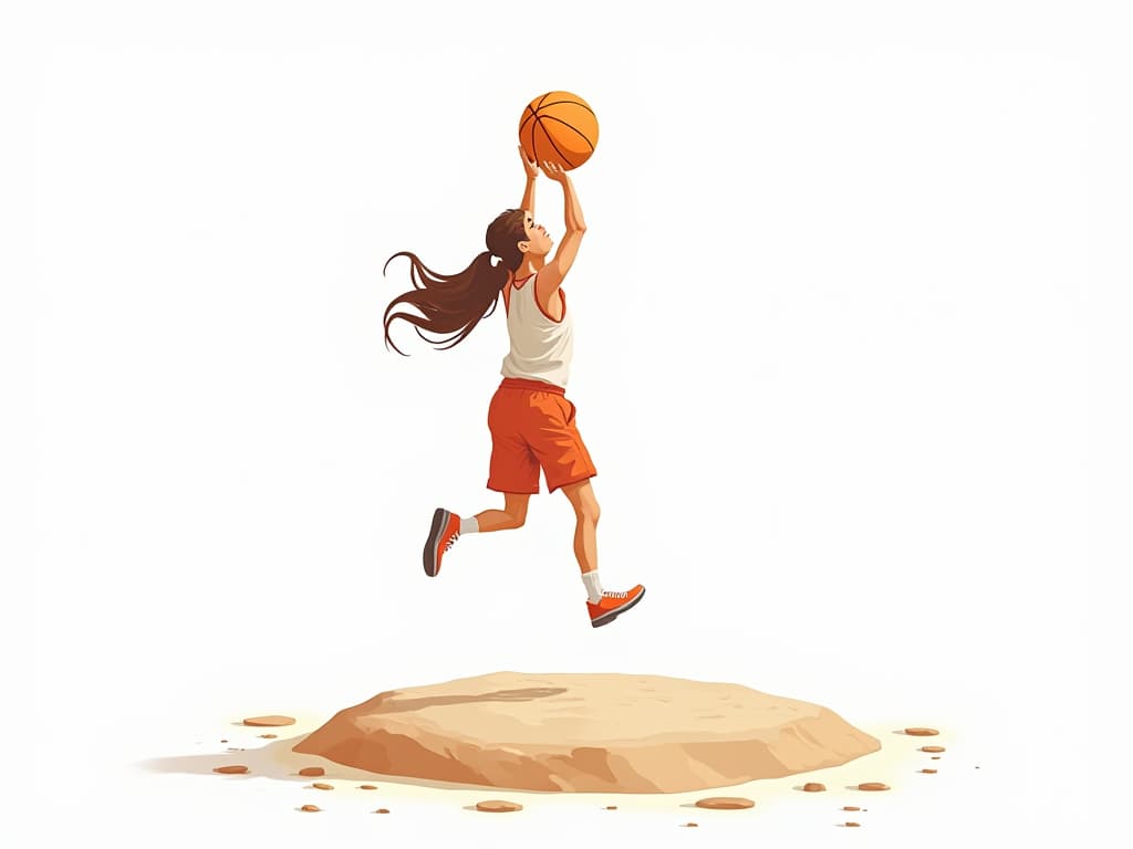  closeup player holding basketball ,playing basketball on playground island, vector, illustraction, white background, monochromatic, single orange ball