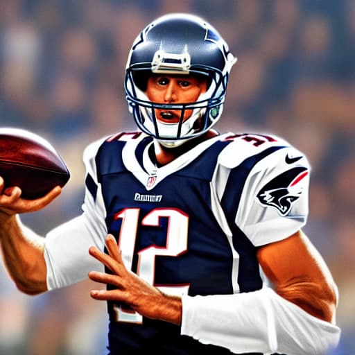  Tom brady hyperrealistic, full body, detailed clothing, highly detailed, cinematic lighting, stunningly beautiful, intricate, sharp focus, f/1. 8, 85mm, (centered image composition), (professionally color graded), ((bright soft diffused light)), volumetric fog, trending on instagram, trending on tumblr, HDR 4K, 8K