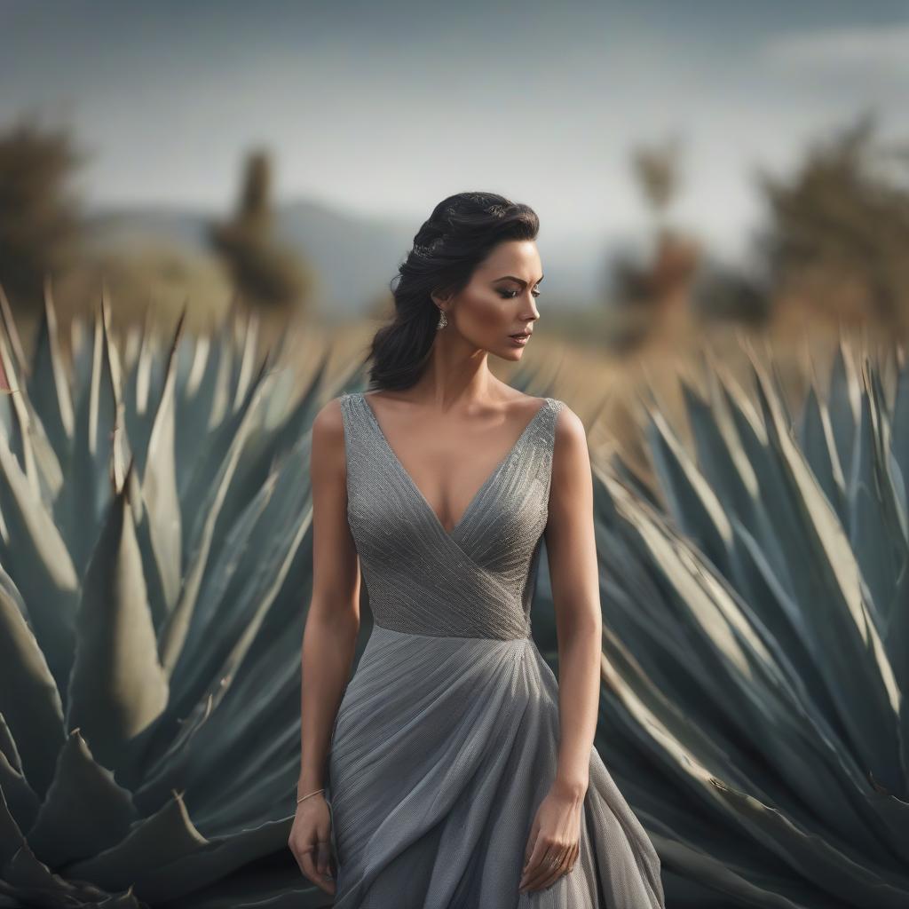  Sad beauty in a gray dress with agave. hyperrealistic, full body, detailed clothing, highly detailed, cinematic lighting, stunningly beautiful, intricate, sharp focus, f/1. 8, 85mm, (centered image composition), (professionally color graded), ((bright soft diffused light)), volumetric fog, trending on instagram, trending on tumblr, HDR 4K, 8K