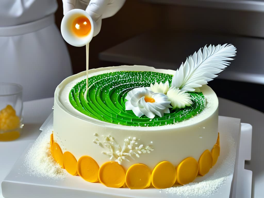  A closeup, ultradetailed image of a delicate sugar sculpture being carefully crafted by a chef's skilled hands, showcasing intricate molecular gastronomy techniques. The sculpture is set against a sleek, modern backdrop, emphasizing the precision and artistry involved in molecular pastrymaking. hyperrealistic, full body, detailed clothing, highly detailed, cinematic lighting, stunningly beautiful, intricate, sharp focus, f/1. 8, 85mm, (centered image composition), (professionally color graded), ((bright soft diffused light)), volumetric fog, trending on instagram, trending on tumblr, HDR 4K, 8K