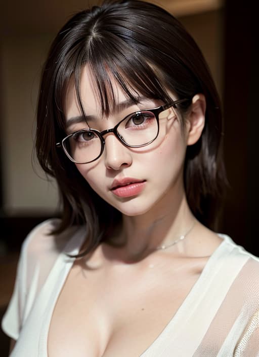  Wearing glasses, (Masterpiece, BestQuality:1.3), (ultra detailed:1.2), (hyperrealistic:1.3), (RAW photo:1.2),High detail RAW color photo, professional photograph, (Photorealistic:1.4), (realistic:1.4), ,professional lighting, (japanese), beautiful face, (realistic face)